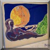 A18. Framed screen print ”There's a woman in the moon... There's a woman in the sea” by Deidra Patrick. 14”w x 7”h - $36 